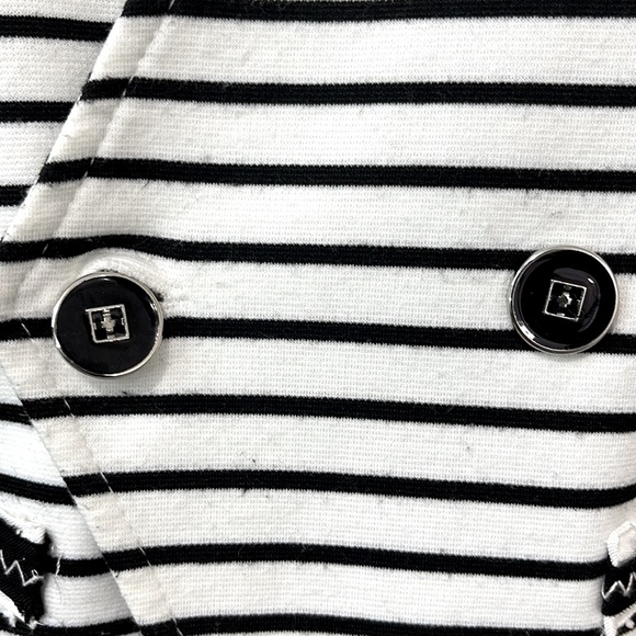 Artex Fashion Black & White Stripe Crossover Nautical Jacket - Picture 7 of 16